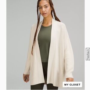 Lululemon White Opal Open-Front Sweater